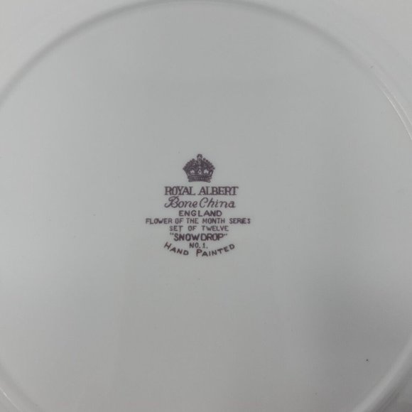 Vintage Royal Albert Snowdrop Plate Flowers of Month No. 1 of 12 England 8.5" - Picture 5 of 5